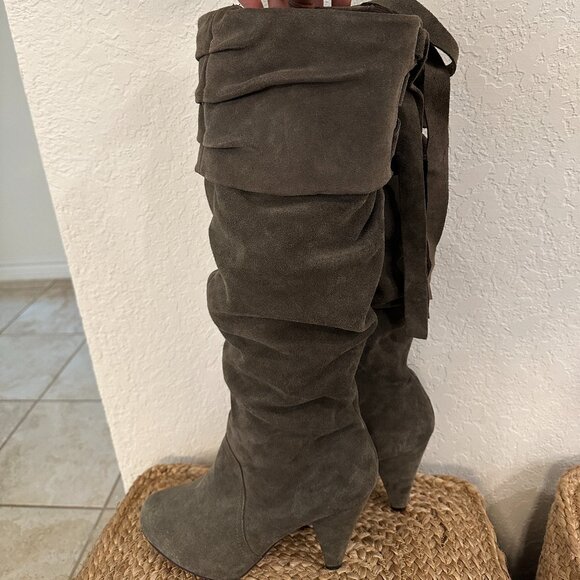 Naughty Monkey Suede Slouch Knee-High Boots Women’s Size 10 Taupe - Picture 1 of 6